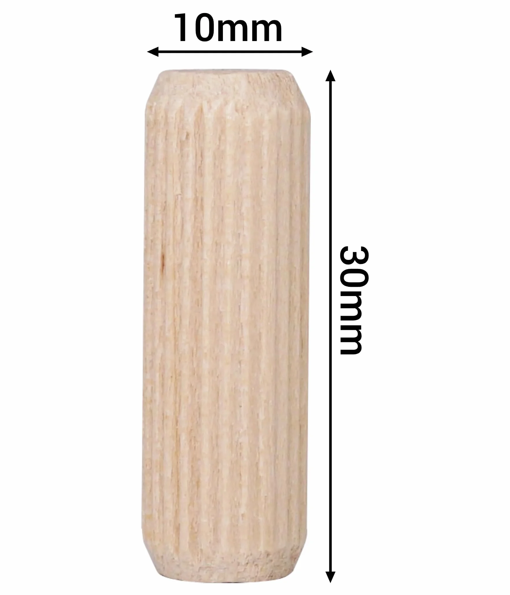 SKIR'CO (50 pezzi) Tasselli in Legno 10 x 30 mm, Tappi in Legno Scanalati, Perni Scanalati per Mobili, Tasselli Scanalati