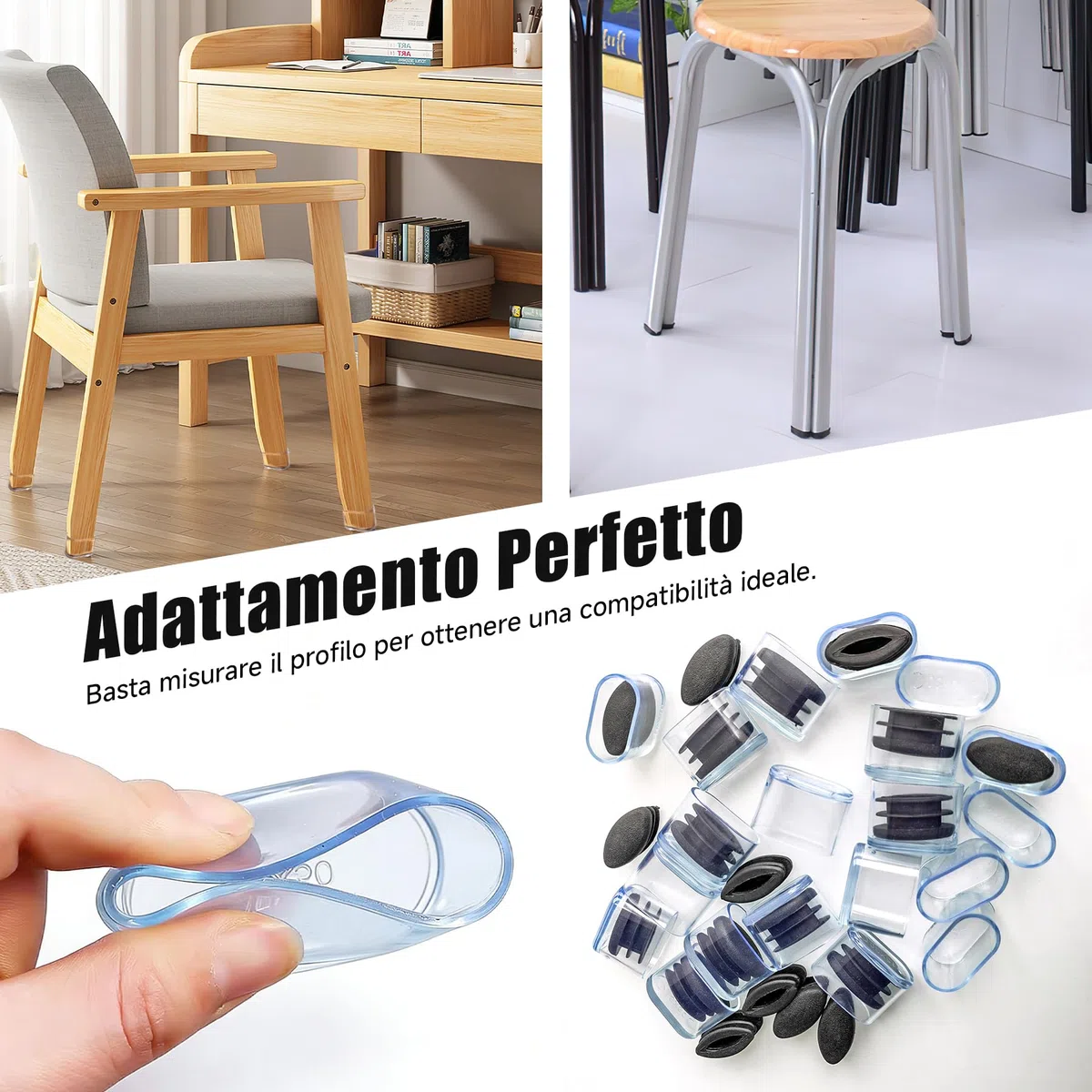 Gommini per Sedie Ovali, 48 Pezzi 15mm x 30mm Cuscinetti Ovali Tappi per Sedie per Tappi Terminali in Silicone per Inserti del Tubo per Tubi, Metallo, Tubo Protezione, Mobili