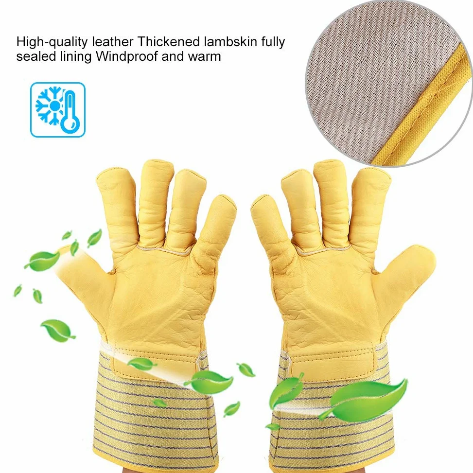 Sonew Guanti criogenici Guanti da lavoro in pelle Resistenti al freddo Guanti invernali caldi Antivento Impermeabile Polsino lungo Azoto liquido Protezione per le mani Unisex
