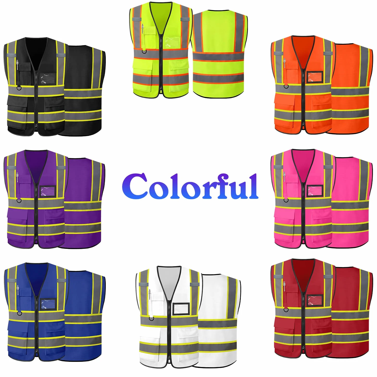 Gilet di Sicurezza Personalizzato con Logo Gilets Riflettente Personalizzato Gilet di Sicurezza ad Alta Visibilità Bicolore per Uomini e Donne Che Lavorano