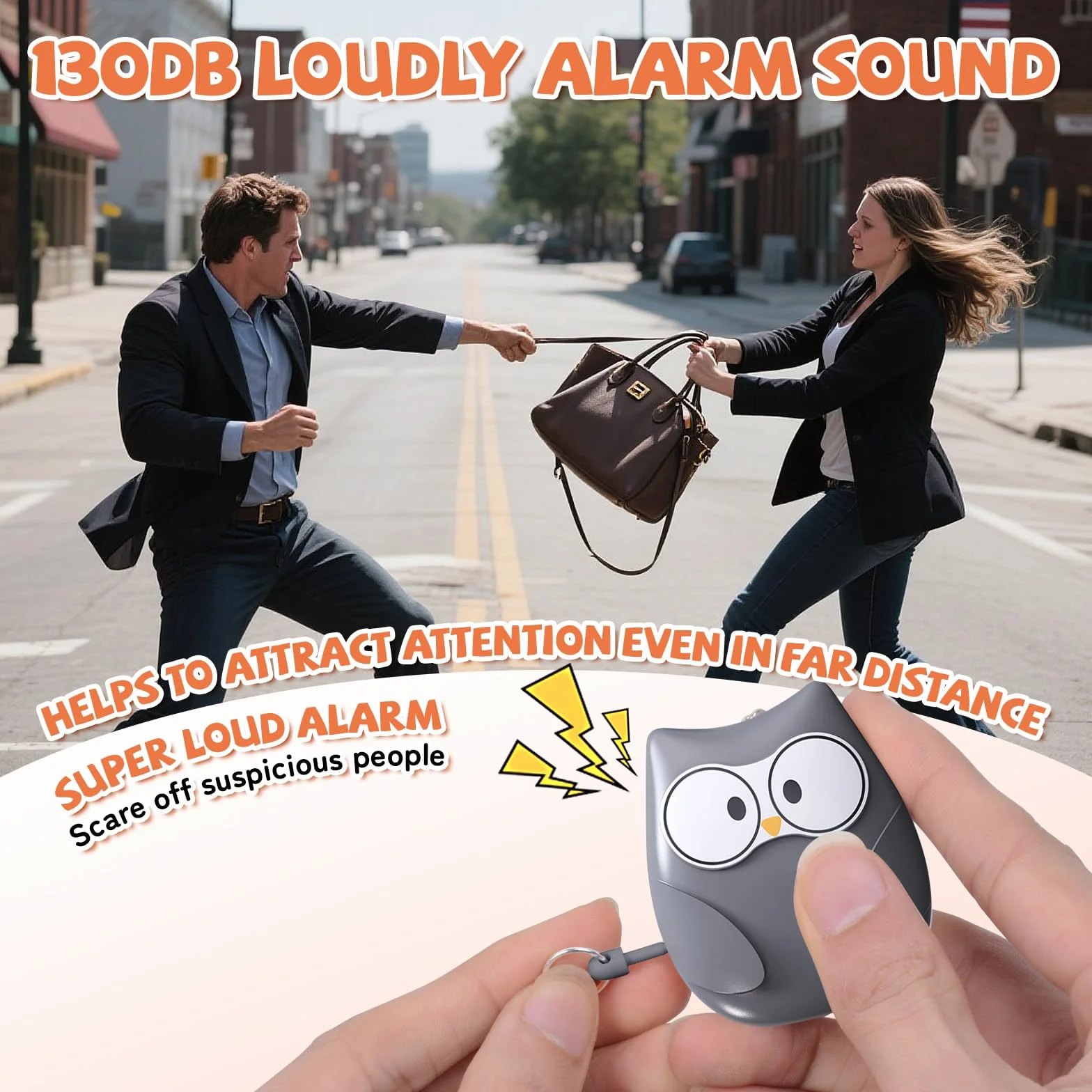 Qoosea 2 allarmi personali con allarme tascabile da 130 dB di emergenza, allarme di sicurezza personale, portachiavi con luce a LED, per bambini e donne anziane