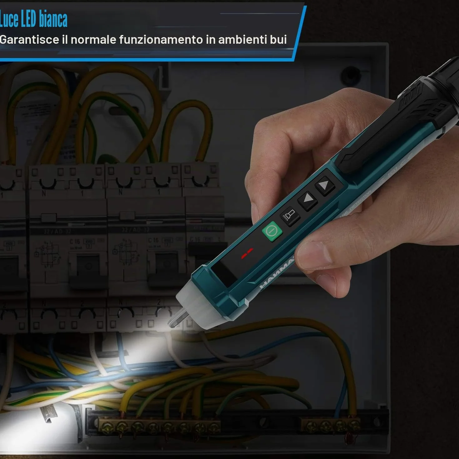 Rilevatore di tensione senza contatto, HANMATEK AC1 Sensibilità Regolabile/Display LCD/LED Torcia elettrica/Doppia portata 12 V/48 V-1000 V