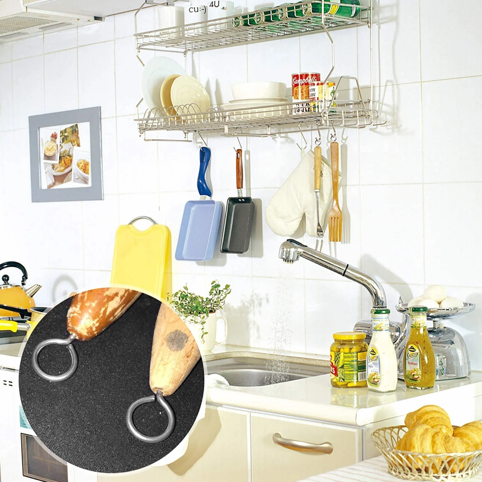 Jalan 100pezzi Occhielli a Vite per Legno, Ganci a Vite con Occhiello 6 Taglie, Viti a Occhiello Piccole Ganci Avvitabili a Metallo per Legno Soffitto Parete, Impiccagione, Fai da te Artigianato