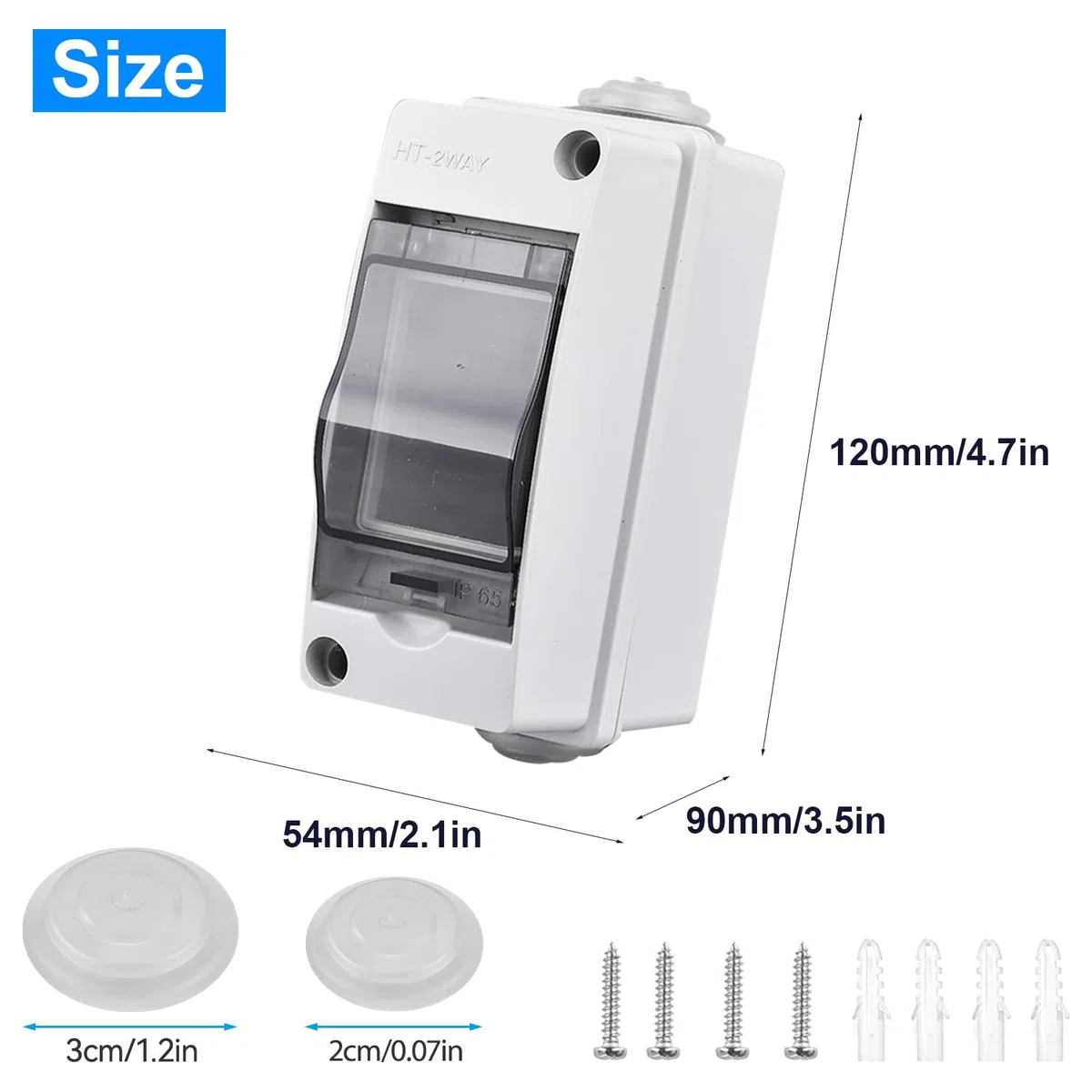 Scatola di Derivazione Elettrica da Esterna Stagna, 2 Moduli Cassetta Quadro Elettrico per Esterno, IP65 Plastica ABS Superficie, Installazione in Giardino o in Altre Aree