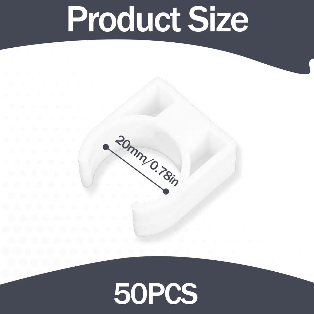50 pezzi 20 mm tubo clip set,supporto a U per tubo in PPR,tubo Irl 20 mm,clip per tubo di fissaggio per tubi dell'acqua, gas, plastica, tubo clip per officine, cantieri (grigio)