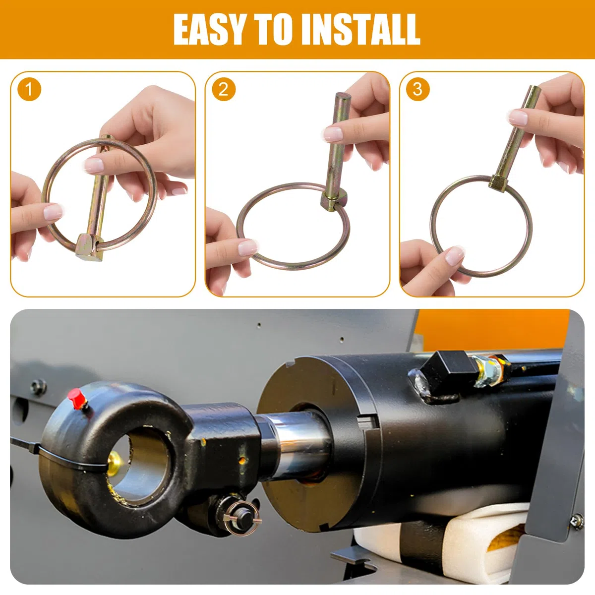 Set di 2 Perno di Bloccaggio, Perno di Sicurezza di Tipo O, Perni di Collegamento, Perni di Sicurezza con Anello per Trattori, Rimorchi, Tosaerba e Camio (8*60mm)
