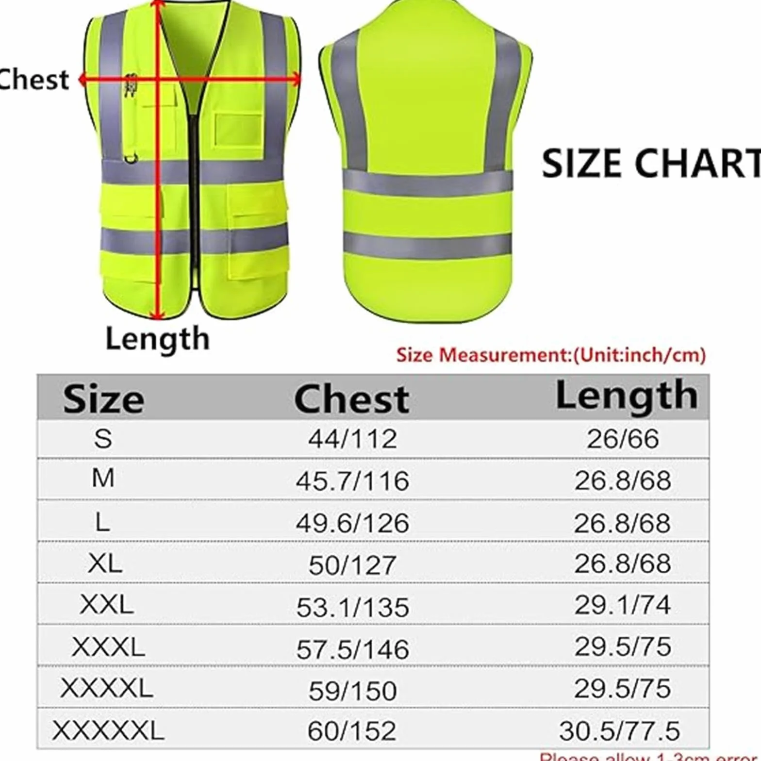 Gilet di sicurezza personalizzato per uomo, abbigliamento da lavoro protettivo riflettente ad alta visibilità con 5 tasche per la costruzione esterna, S ~ 5XL