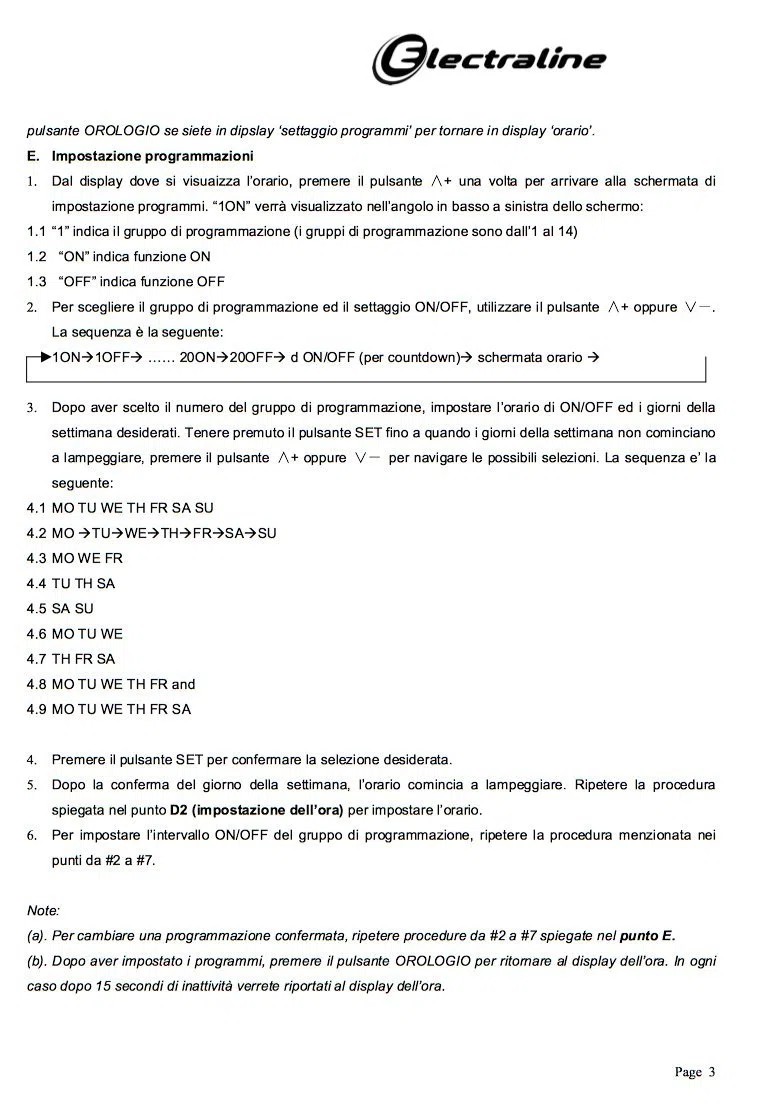 Electraline 58102 Programmatore Timer Digitale, Programmi Settimanali e Giornalieri, Presa Italiana, Bianco, 10/16A