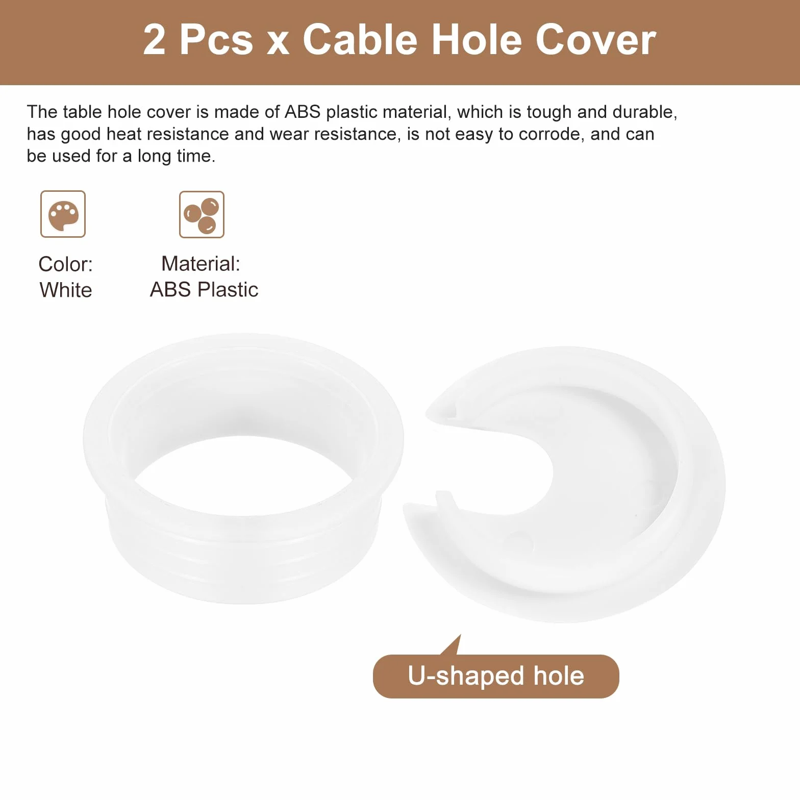 QUARKZMAN Copertura per Foro del Cavo, 2 Pezzi 45mm/1-3/4 Pollici Copertura per Foro del Cavo in ABS per Organizzatore di Cavi da Scrivania per Ufficio, Bianco