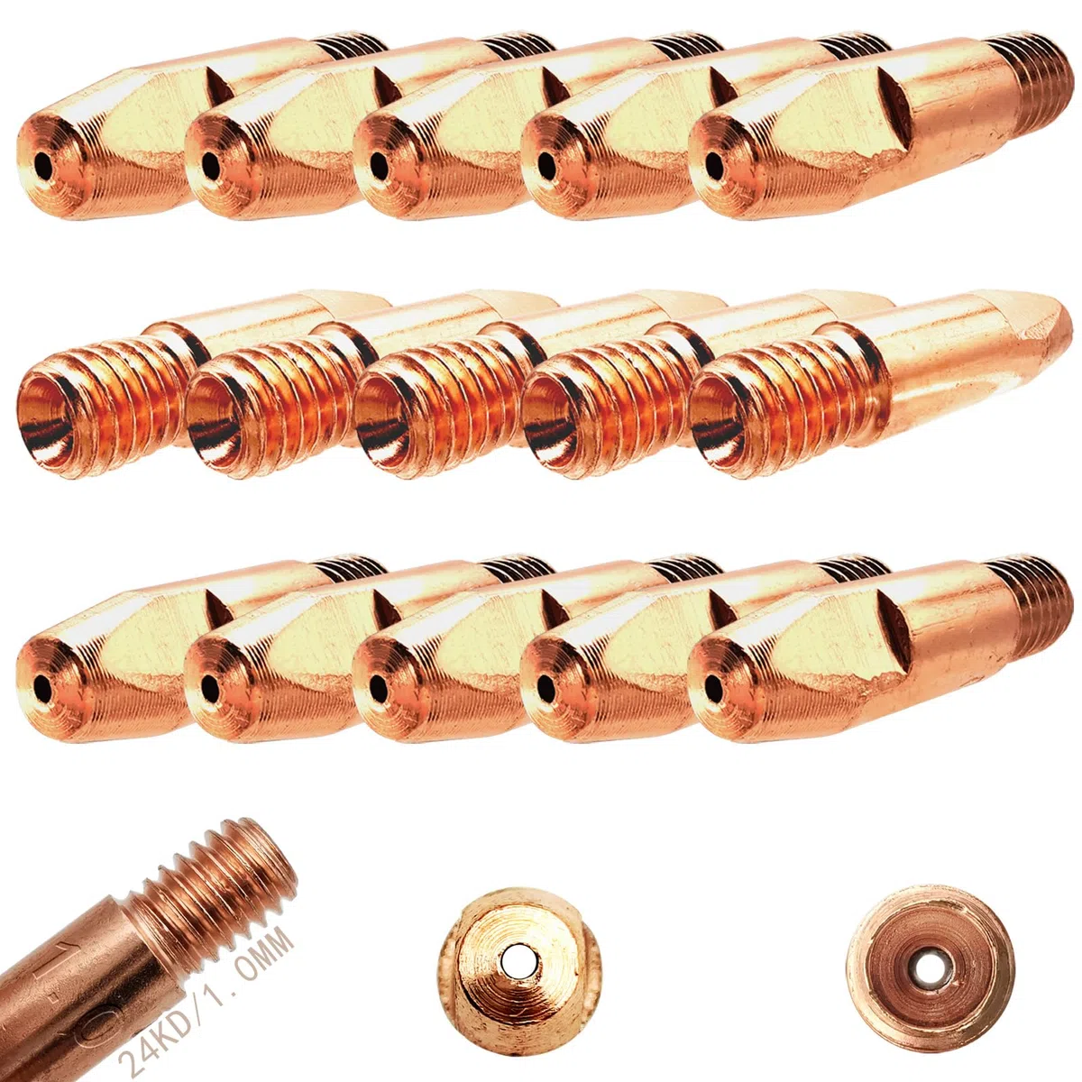 Ugello Punta Saldatura, Dujelixa Ugello Power da 1,0 mm, Ugello Saldatura Manuale 24KD, 15 Pezzi Ugello Saldatura Gas M6 Ugello Mig per Accessori Pistola Saldatura MIG/MAG 24KD Parti soggette ad usura