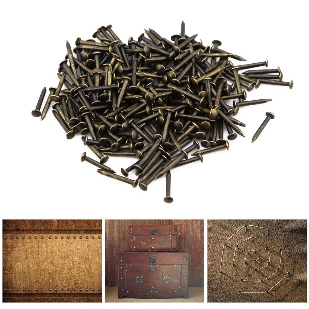 Yasorn Attrezzi decorativi di scatole decorative dell'oggetto d'antiquariato del chiodo di legno Accessori Mini vite del chiodo (bronzo, insieme di 500pcs)
