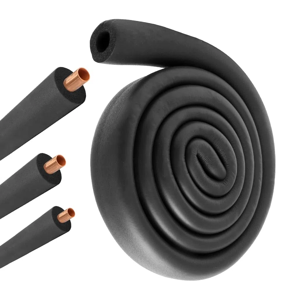 Yuragim Isolamento Tubi Schiuma Ø 16mm 1.8m Nero Isolante Termico per Tubi Riscaldamento Acqua Guaina Isolante Protezione Anticondensa Installazione Facile per Casa e Impianti
