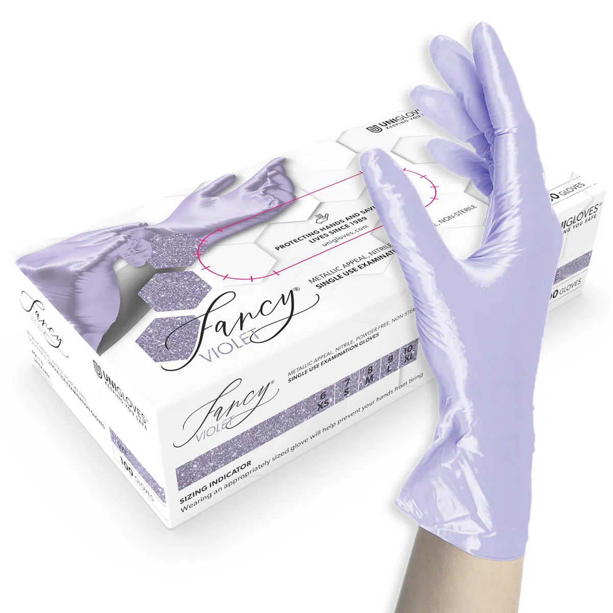 UNIGLOVES Guanti Usa E Getta, Guanti Monouso Non Sterili, Senza Lattice, Senza Talco, Viola, S