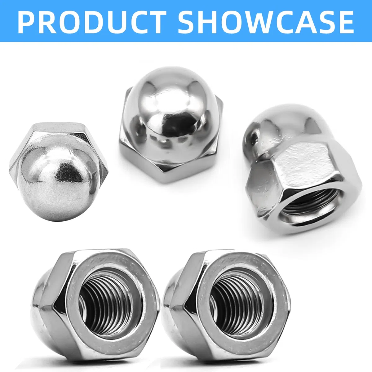 50 pezzi Dadi Ciechi M8 Acciaio Inox Esagonali DIN 1587 Set Dadi Ciechi Alti M8 per Viti, Bulloni Filettati, Barre Filettate
