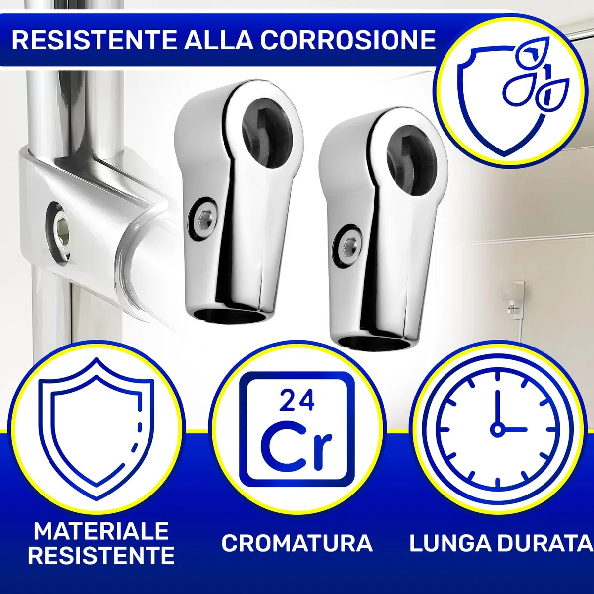 2 Pezzi Porta Tubo a Forma di T Ø25 x 84 mm è Cromato ed è Adatto per Struttura Cabina Armadio Componibile - Garanzia di 10 Anni - MONTERAL