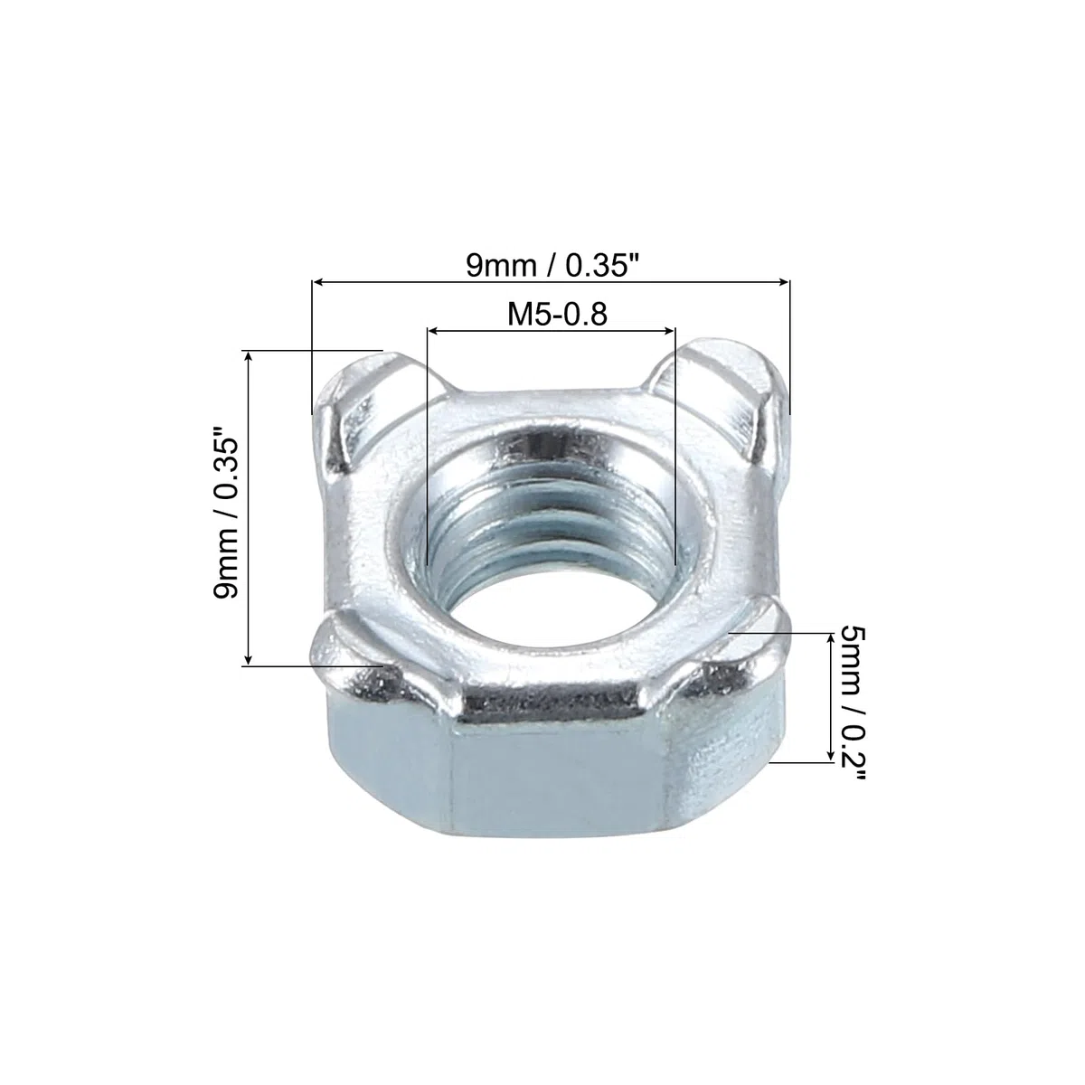 QUARKZMAN Dadi per Saldatura, M5 UNC Quadrati in Acciaio al Carbonio Vite Macchina Argento 20pz