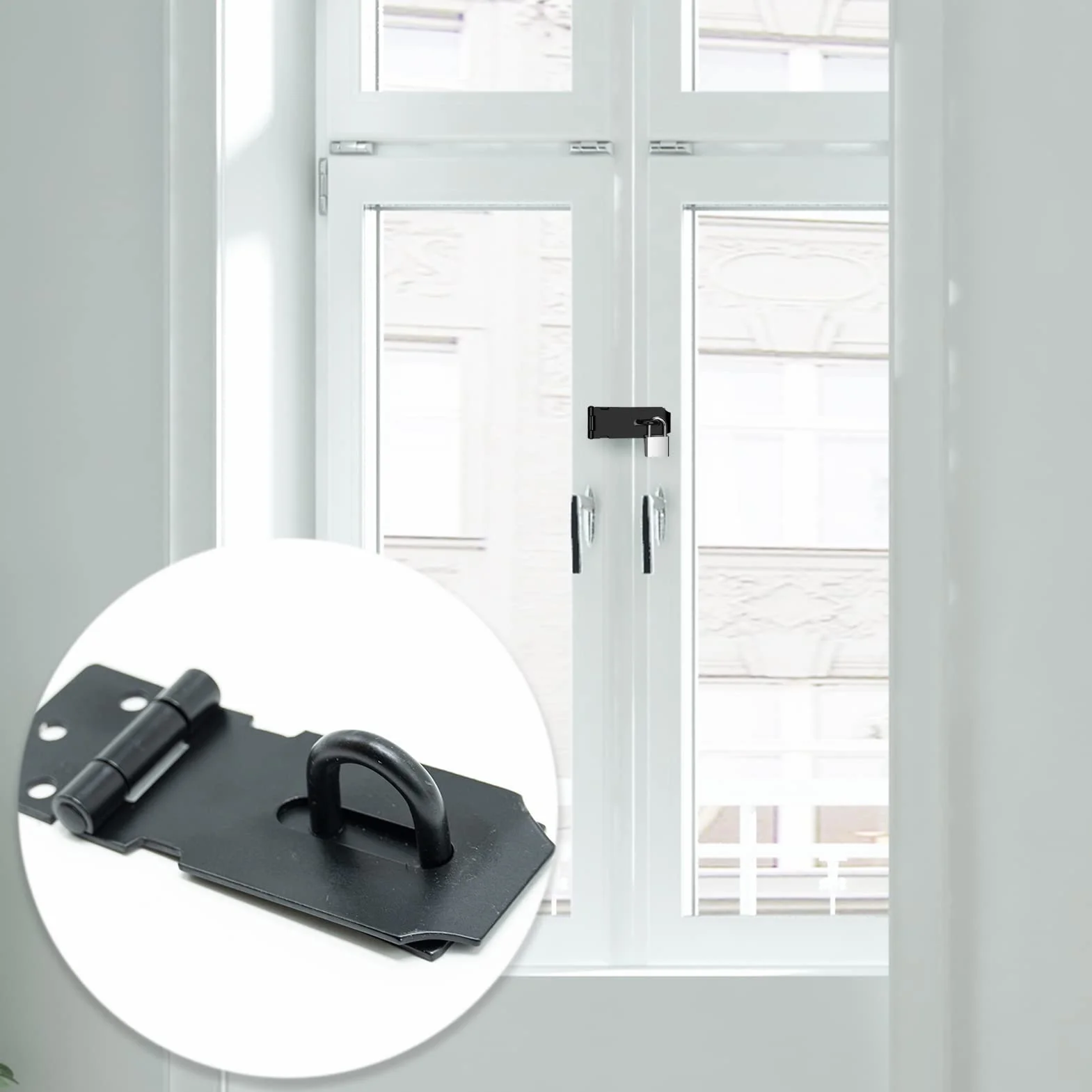 SZXMDKH Lucchetto per porta con chiavistello, 7,5 cm in acciaio inossidabile con chiavistello e gancio Serratura per capannone Serratura per porta del capannone Serratura resistente per cancello