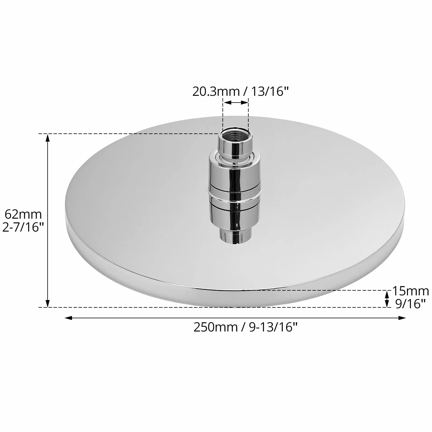 QWORK® Soffione doccia a pioggia Ø 23 cm, soffione doccia cromato ad alta pressione 360°, soffione doccia rotondo
