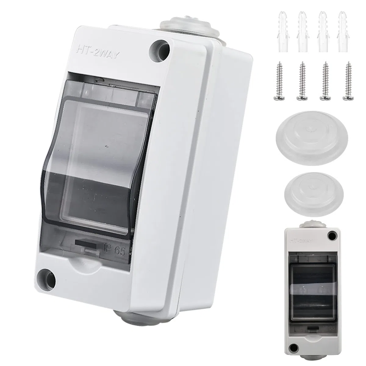 Scatola di Derivazione Elettrica da Esterna Stagna, 2 Moduli Cassetta Quadro Elettrico per Esterno, IP65 Plastica ABS Superficie, Installazione in Giardino o in Altre Aree