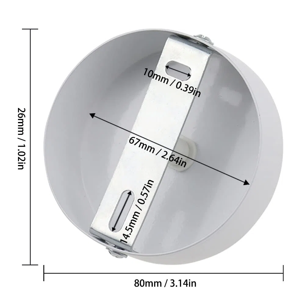 2 Pezzi Metallo Bianco Baldacchino Luce Pendente Soffitto, Copertura 80mm Connettore Plafoniera, Scatola di Giunzione, Accessorio Luce
