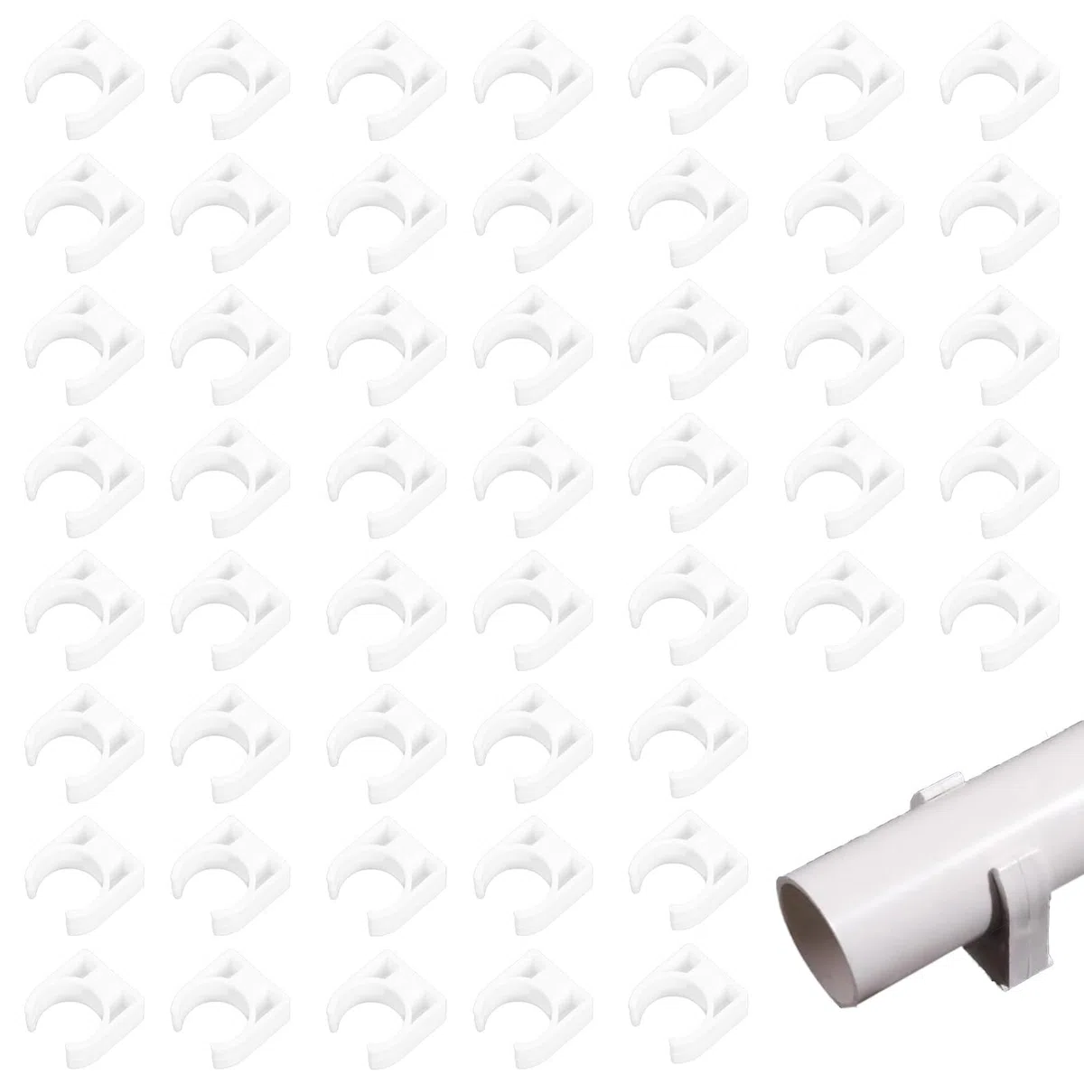 50 pezzi 20 mm tubo clip set,supporto a U per tubo in PPR,tubo Irl 20 mm,clip per tubo di fissaggio per tubi dell'acqua, gas, plastica, tubo clip per officine, cantieri (grigio)