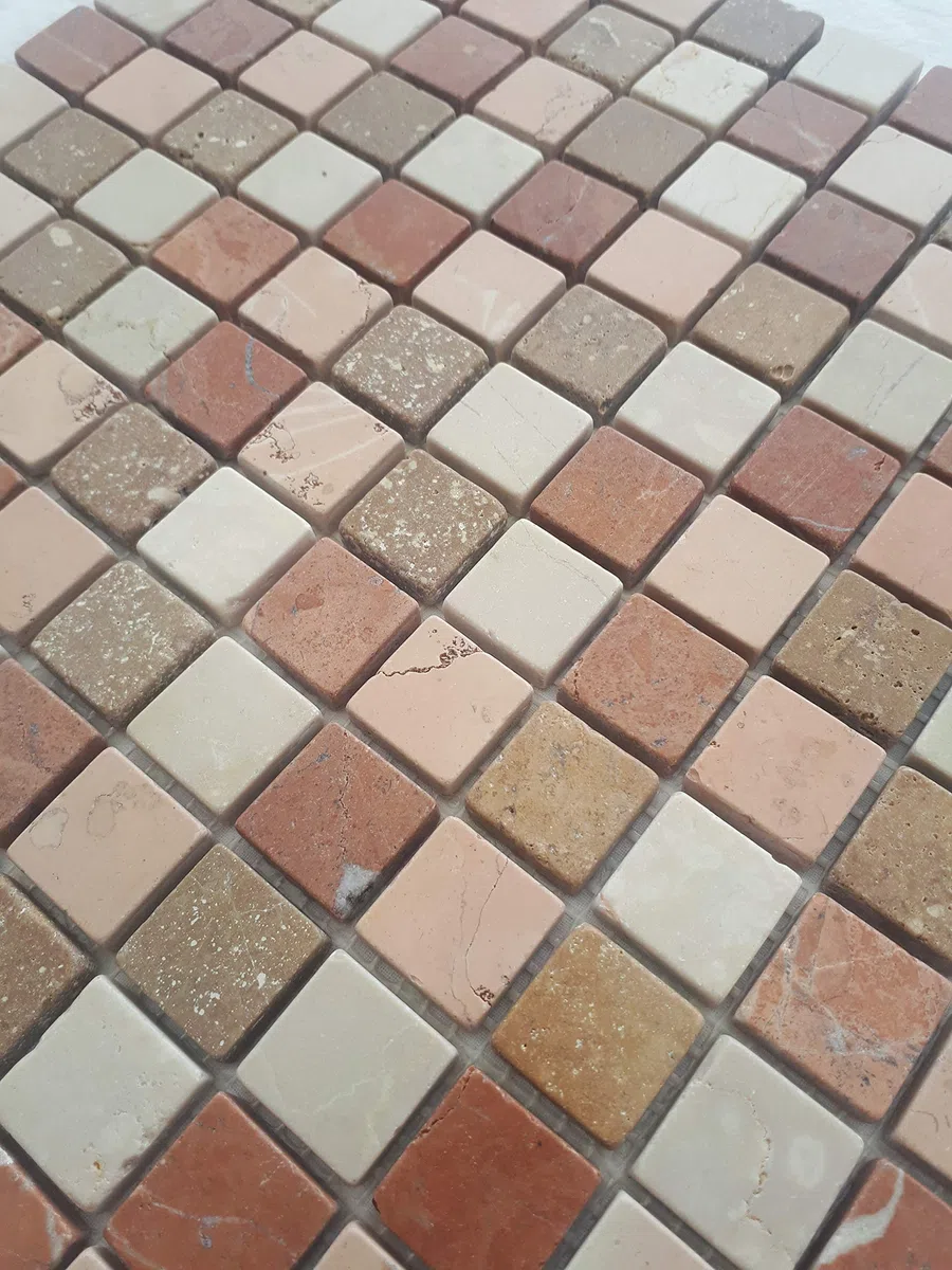Marmo Mosaico Opaco Rosso Crema Beige 30 x 30 cm Pietra Naturale Piastrelle Rosso Verona M667