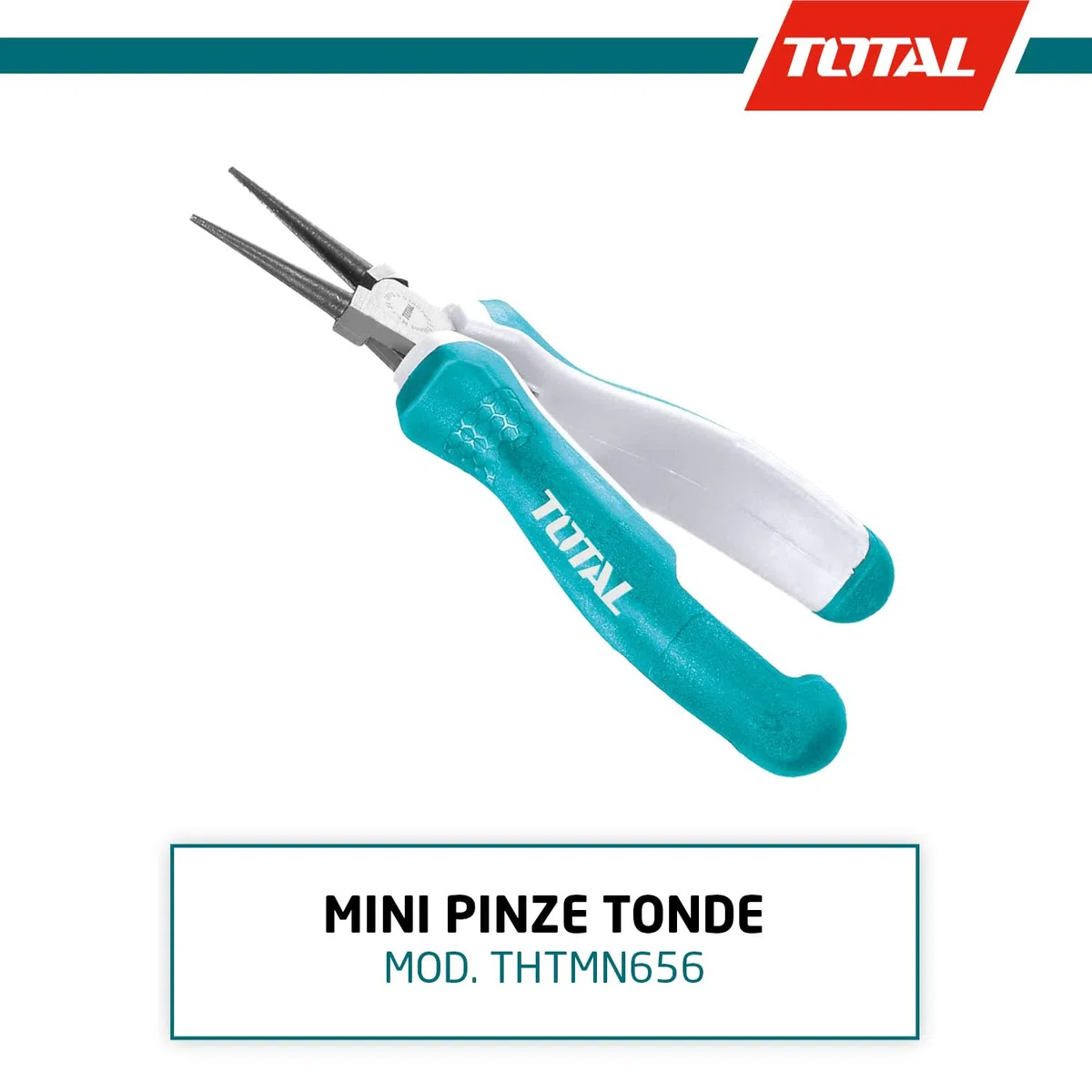 TOTAL - Mini pinze a becchi tondi | 115 mm | Ideale per gioielli | Compatto e versatile | Massima precisione | Realizzato in cromo vanadio | Manico bimateriale