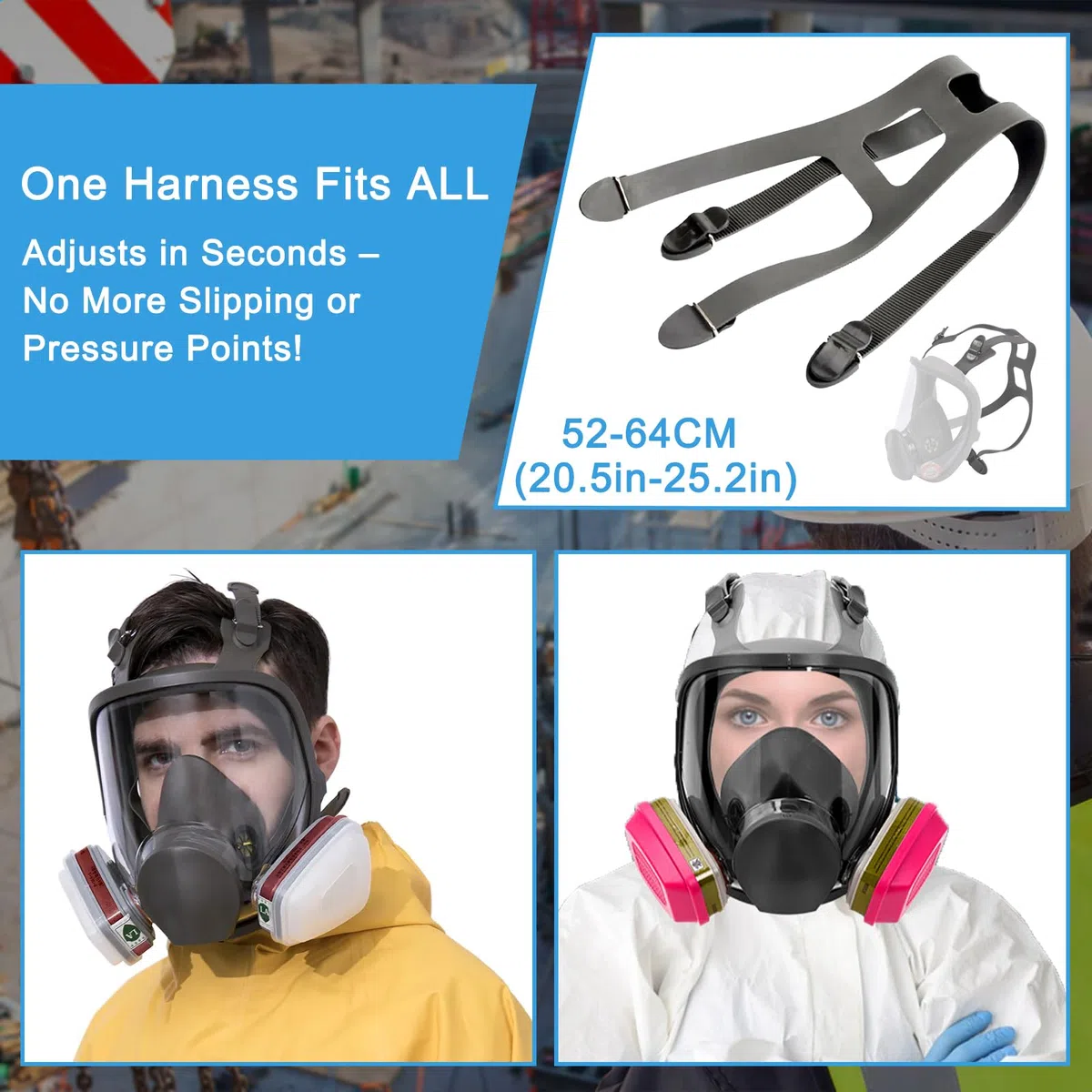 2 fasce di ricambio per maschera integrale della serie 6800, in gomma antiscivolo con fibbie in metallo, accessorio per respiratore industriale