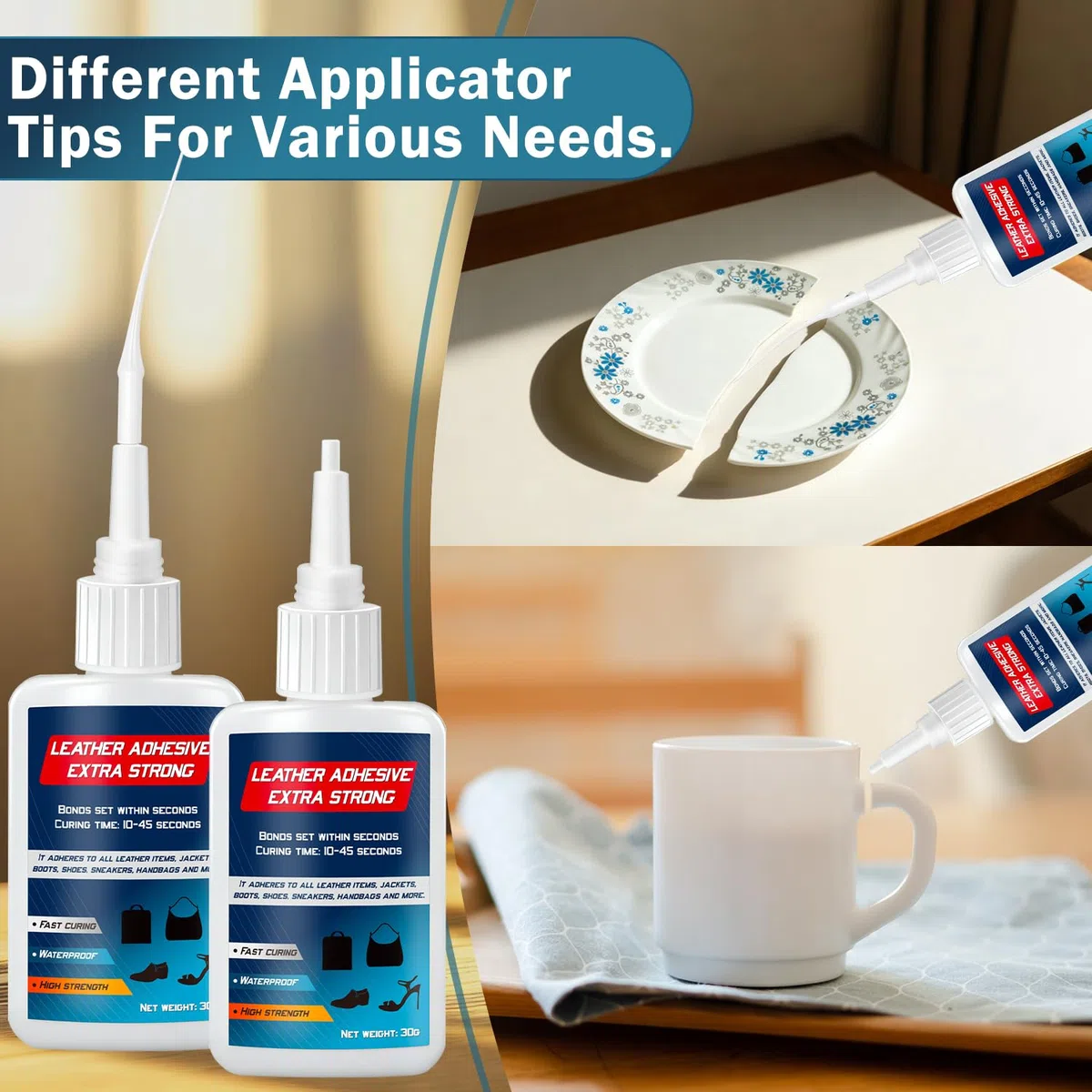 Colla Super - Professionale Super Glue con Testa Antiessiccazione, Trasparente Extra Forte Colla per Plastica, Metallo, Legno, Vetro, 30g