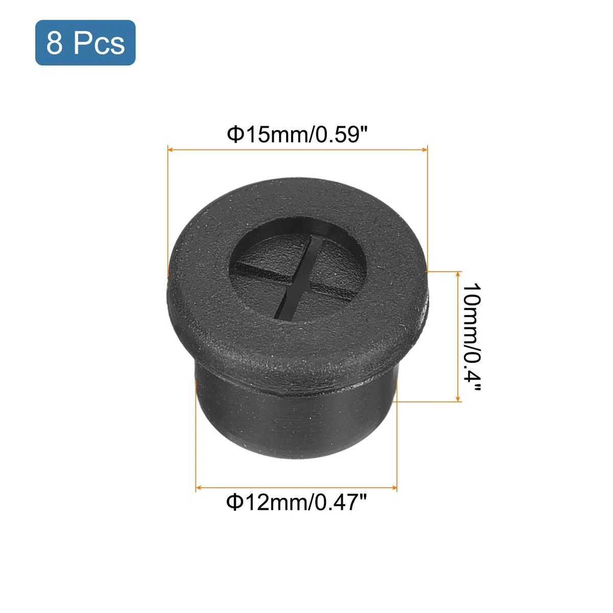 QUARKZMAN 8pz Passacavo per Scrivania, 1/2 Pollici (12mm) Passacavo in Gomma Flessibile Copertura Foro Filo per Organizzatore Cavi Scrivania Computer, Nero