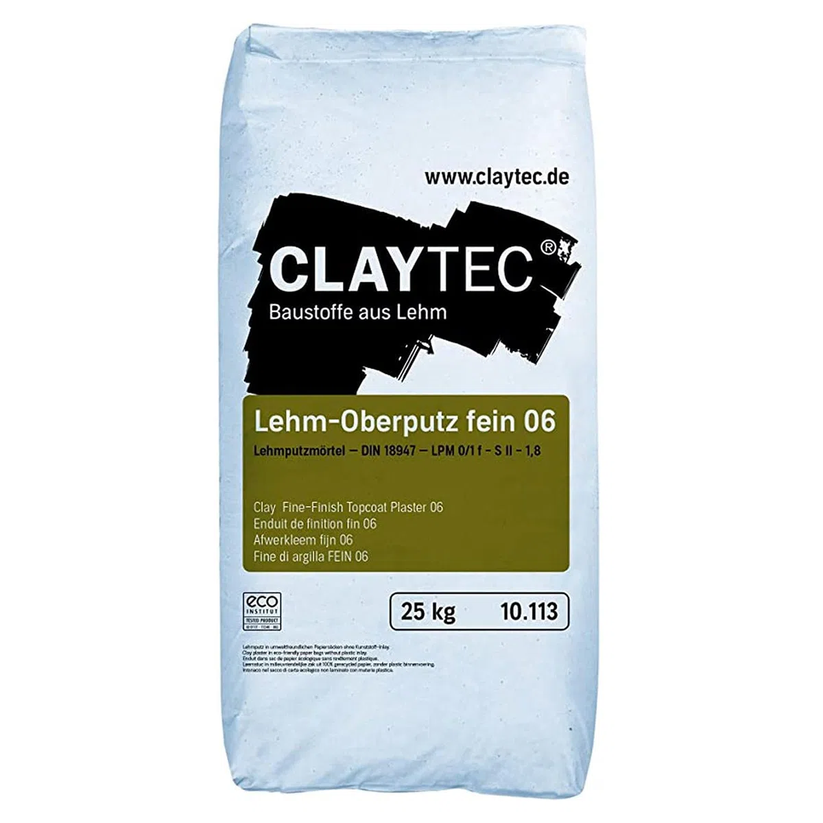 CLAYTEC Intonaco di argilla fine 06 sackware asciutto