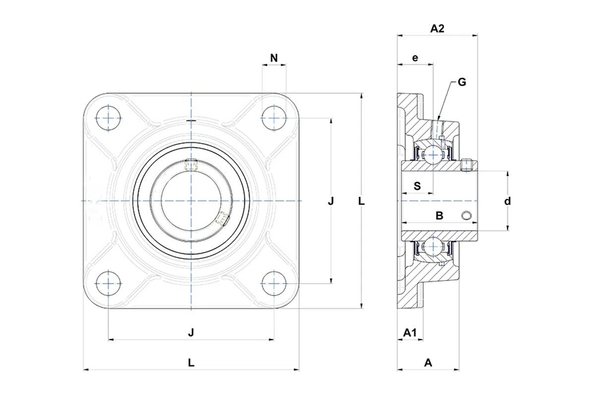 Supporto in ghisa a flangia quadra autoallineante UCF 208 cuscinetto 40 mm LDI