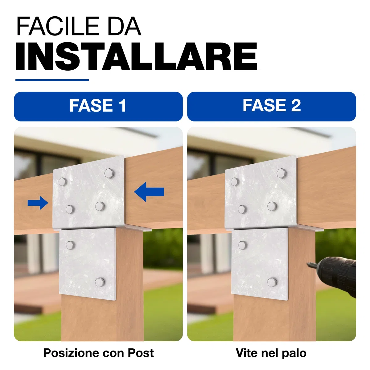 GeZu Impex Connettore a T Legno 91x91mm Zincato a Caldo Staffa di Connessione a T per Muro e Palo per Strutture in Legno
