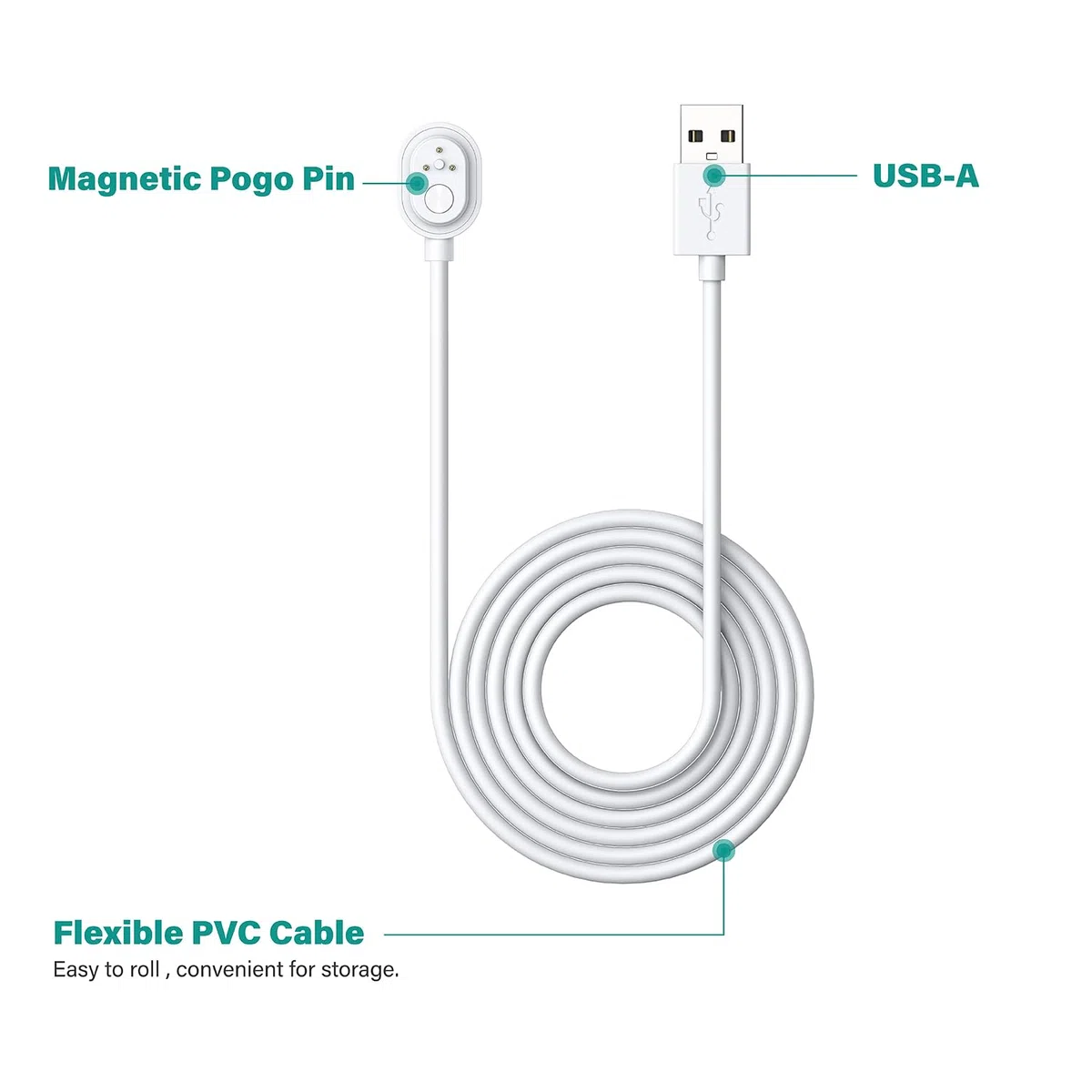 TUSITA 10-ft. da Esterno Cavo di Ricarica Magnetico Compatibile con Arlo Ultra 1 2 Pro 3 4 5 2K - 3M, Bianco
