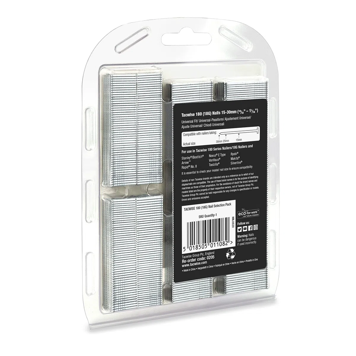 Tacwise 0205 Selezione di Chiodi Brad Galvanizzati Tipo 18G / 15-30 mm, Confezione da 4000