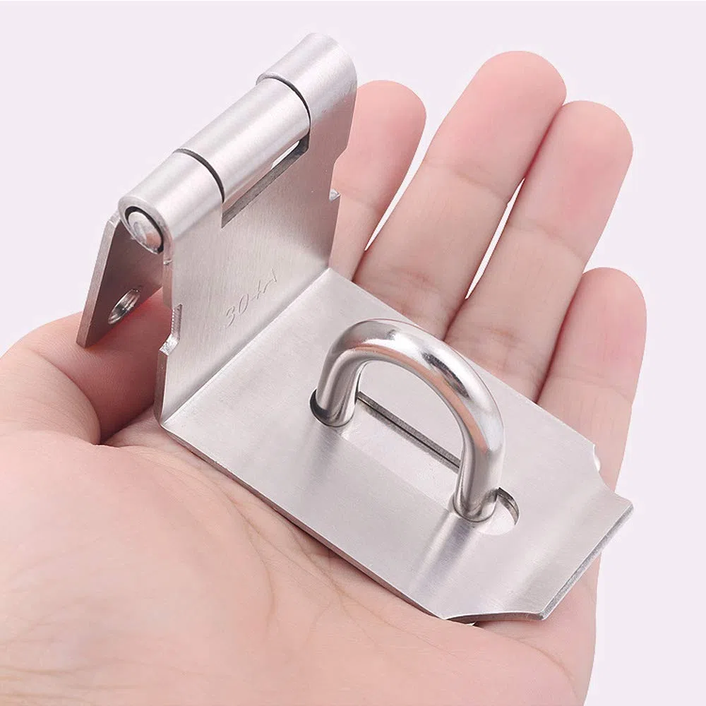 FUJIE Angolo retto Lucchetto Hasp in Acciaio INOX Heavy Duty Serratura Della Porta Antifurto Serratura, Argento