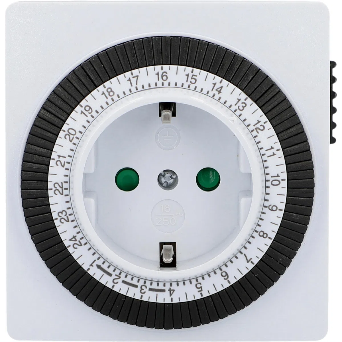 UNITEC Timer giornaliero meccanico per interni IP20 attraente forma quadrata analogica bianca 15 minuti di distanza regolabile