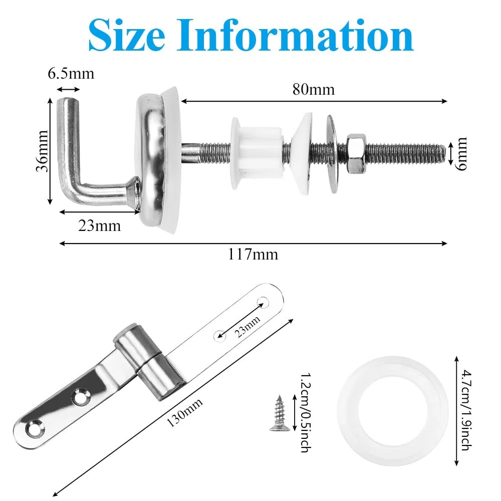 NAROSEBE 2 Kit Cerniere del Sedile del WC Cerniere Tavoletta WC Acciaio Inox Cerniere di Ricambio per WC Cerniere Copriwater Universali Kit Fissaggio Tavoletta per la Maggior Parte dei Modelli di WC