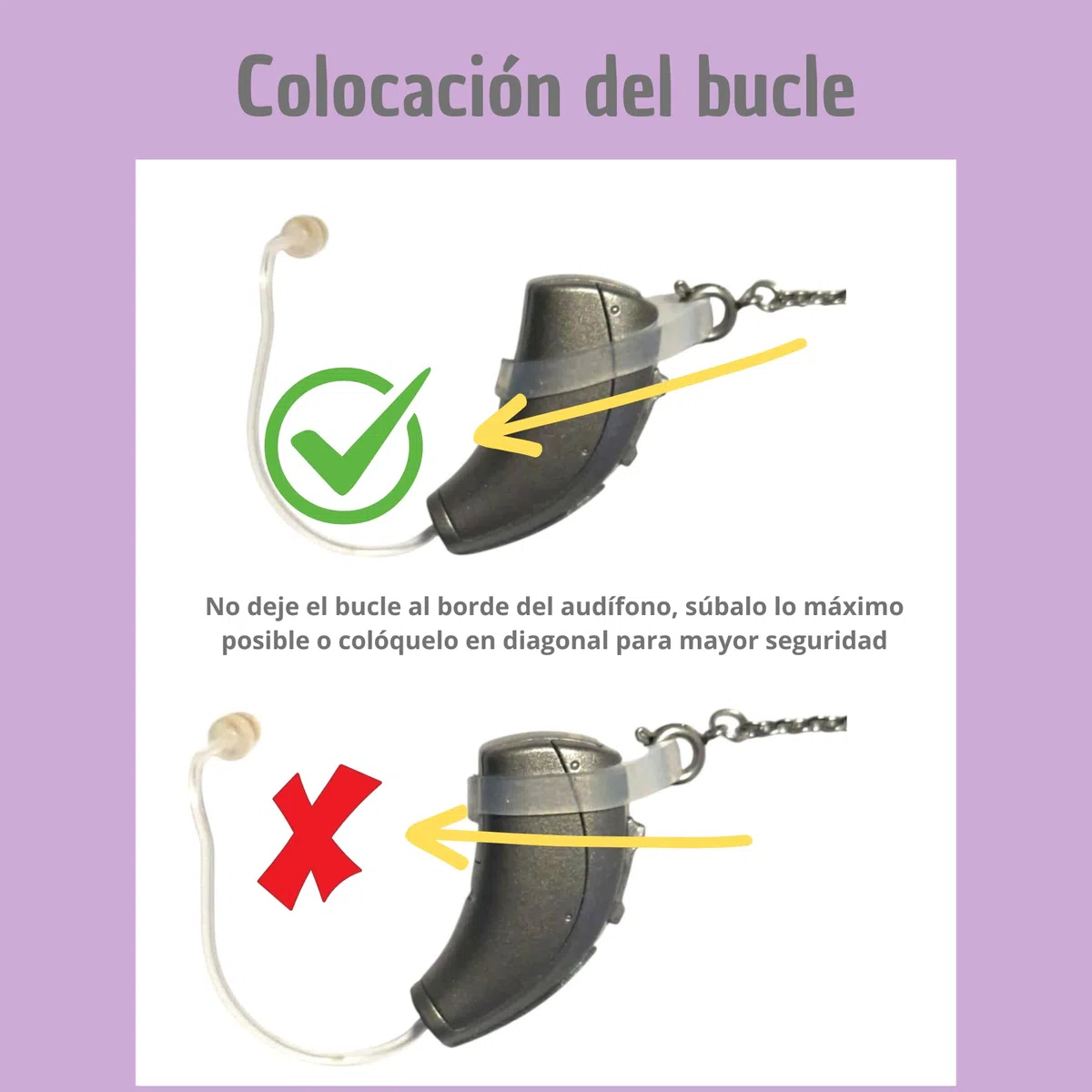 Orecchino anti-perdita per intorpidimento | Catena di supporto per apparecchi acustici | Previene cadute e perdita di amplificatori, sonotoni o impianti cocleari (argento)