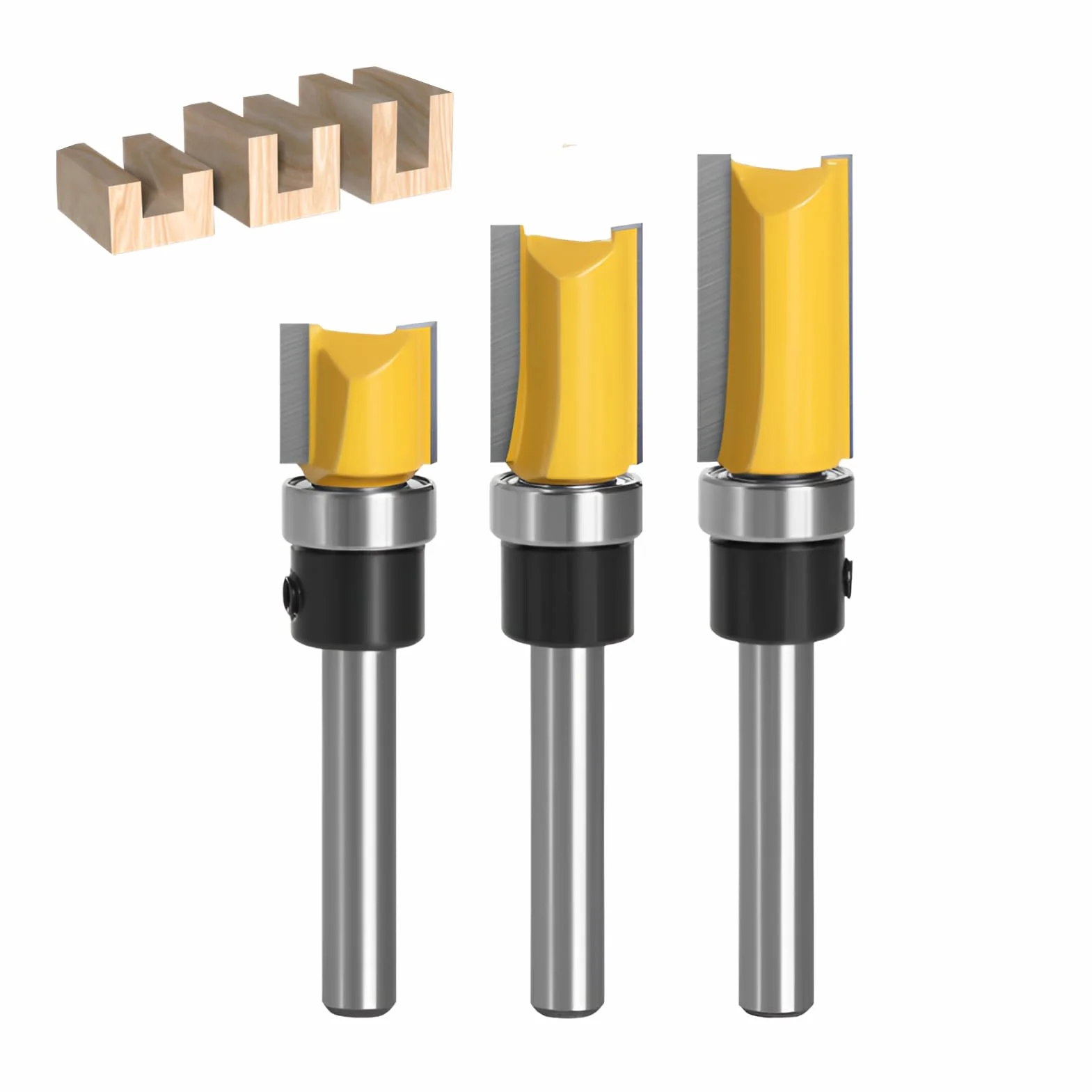 punte fresa legno 6mm 3pcs, set frese per legno per diverse tacche di profondità, Set di frese dritte, fresa per legno, frese per legno