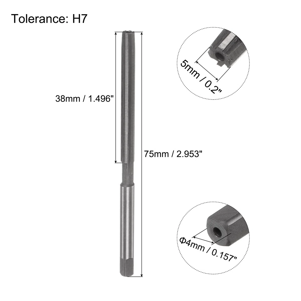 QUARKZMAN Alesatori a Mano, 5mm H7 Punta Trapano Alesatore Metrico per Alesatura Fori in Metallo Legno, Flauto Dritto in Acciaio ad Alta Velocità (HSS) Strumento