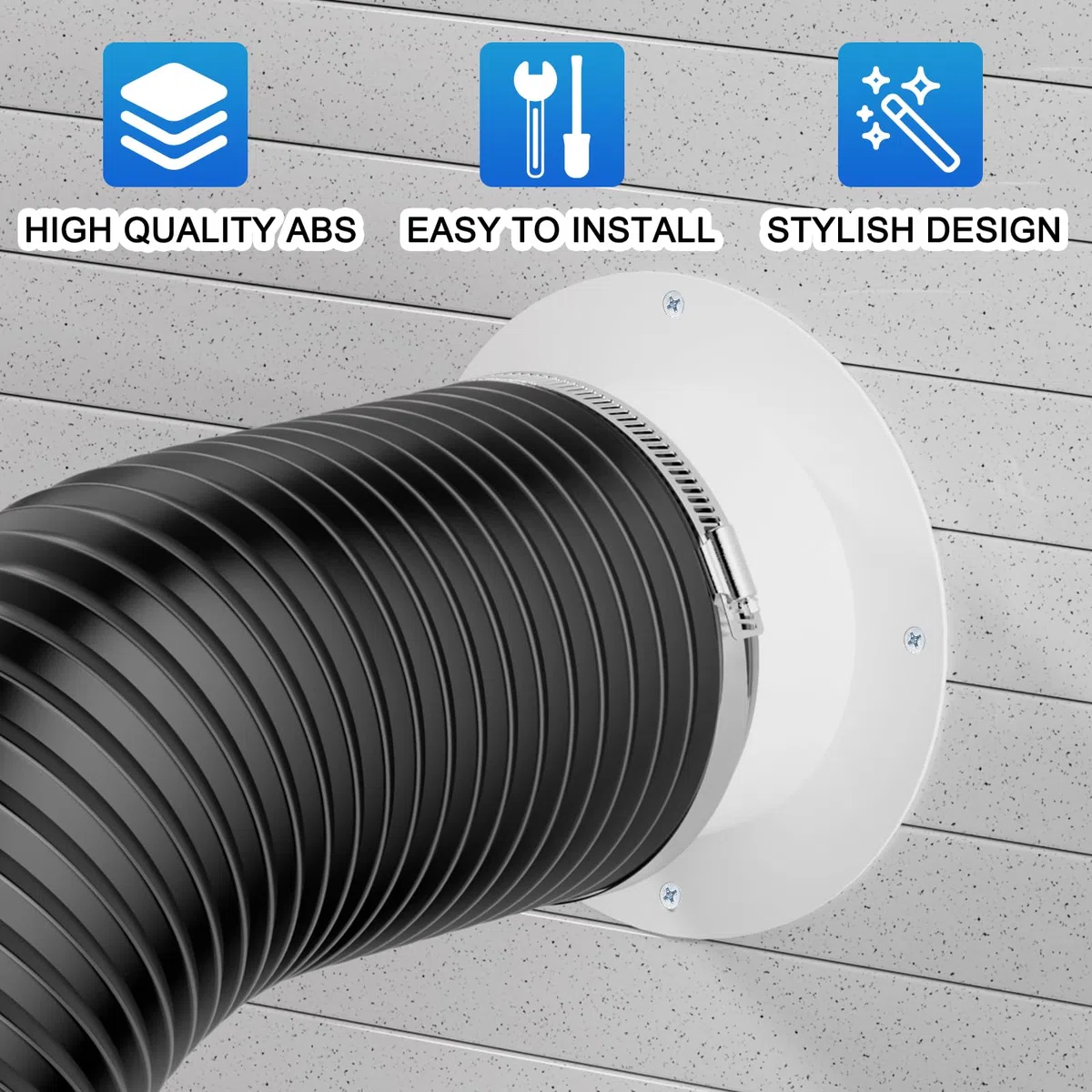 Hon&Guan Flangia a parete dritta, diametro 100 mm, flangia per tubo di ventilazione bianco, flangia per tubi di saldatura, flangia per sistemi di ventilazione, asciugatrici, bagno in ABS
