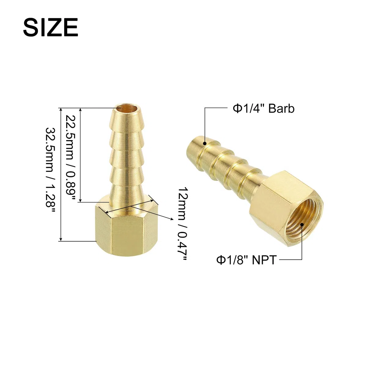 QUARKZMAN 2pz Raccordo a Barbetta in Ottone, 1/4" Barbetta x 1/8" Npt Femmina Raccordo per Tubi in Ottone per Collegare Tubi Dispositivi Meccanici Attrezzature Idrauliche