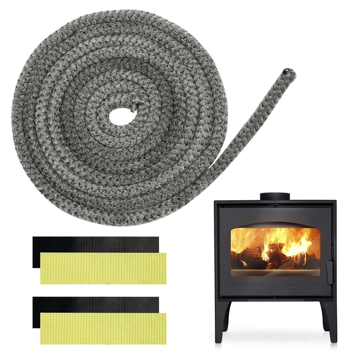 Guarnizione per Porta Stufa 6 mm x 3 meter, Guarnizione Camino Guarnizione Stufa a Legna Fibra di Vetro Corda Ignifuga per Stufa Camini Forno, Caldaia Resistente Fino a 450-550℃