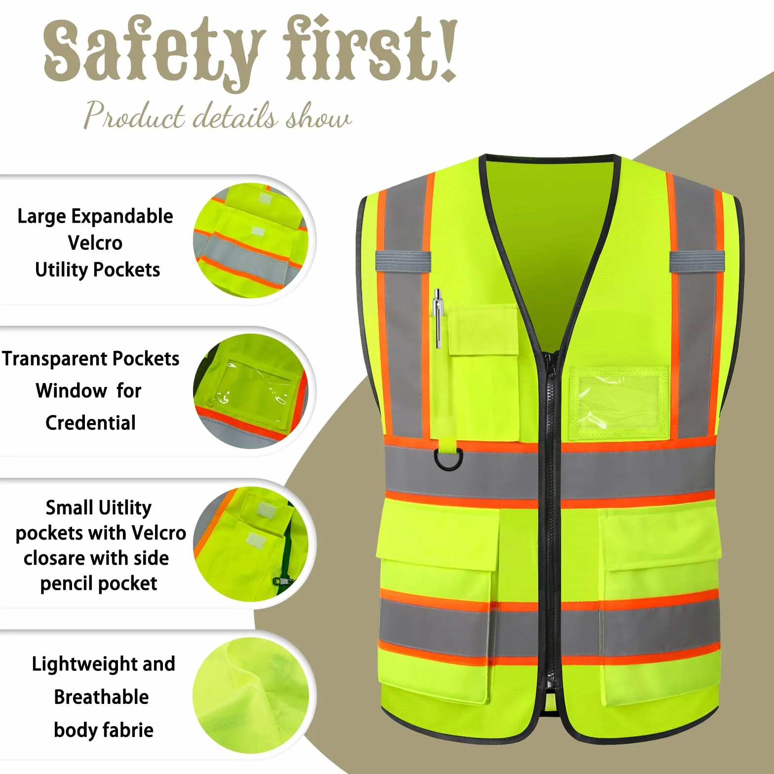 Gilet di Sicurezza Personalizzato con Logo Gilets Riflettente Personalizzato Gilet di Sicurezza ad Alta Visibilità Bicolore per Uomini e Donne Che Lavorano