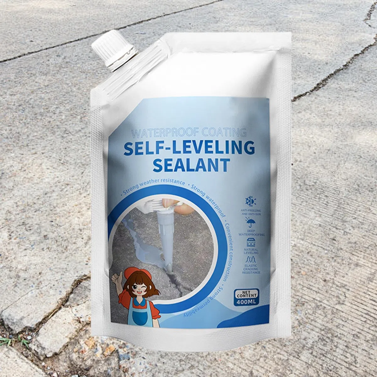 Sigillante Per Cemento - Riempitivo Autolivellante per Fessure e Fori | Prodotto Impermeabile Penetrante Per Fessure Di Calcestruzzo 400 ml Per Pavimento, Piscina, Bagno, Seminterrato, Terrazza,