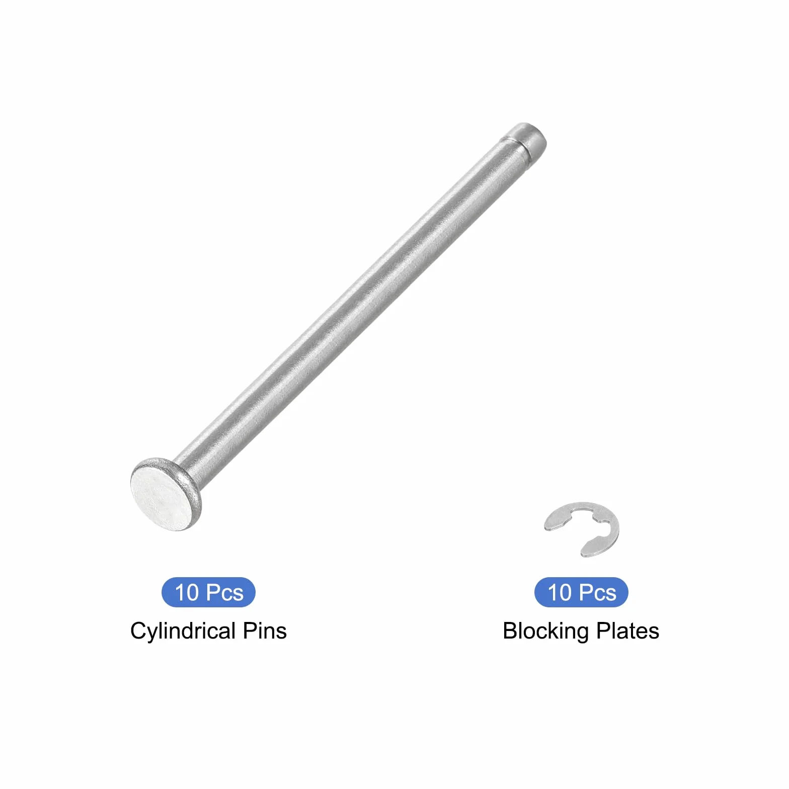 QUARKZMAN 10Set M3x45mm Perno Posizionamento Cilindrico Elastico Albero Acciaio Inossidabile 304, Perno Posizione Cilindro Cerniera Scanalato Testa Piatta con Ring Fissaggio Clip E, Argento