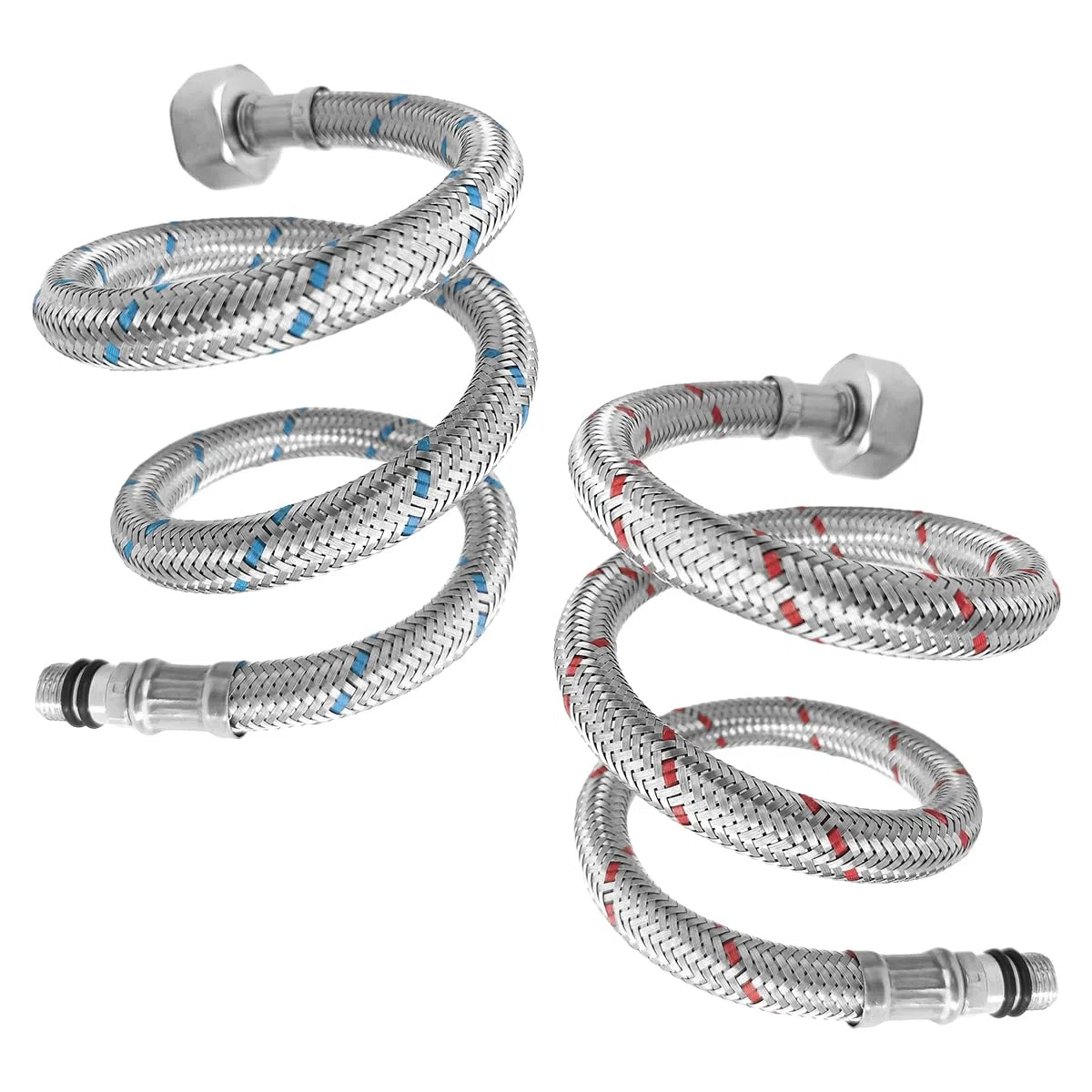 2 Pezzi Tubo di Collegamento per Rubinetto G3/8 X M10, Flessibili per Miscelatori 80 cm, Flessibile Rubinetto Cucina 3/8 Intrecciato in Acciaio Inox per Rubinetti Miscelatori, Doccia, Lavandino