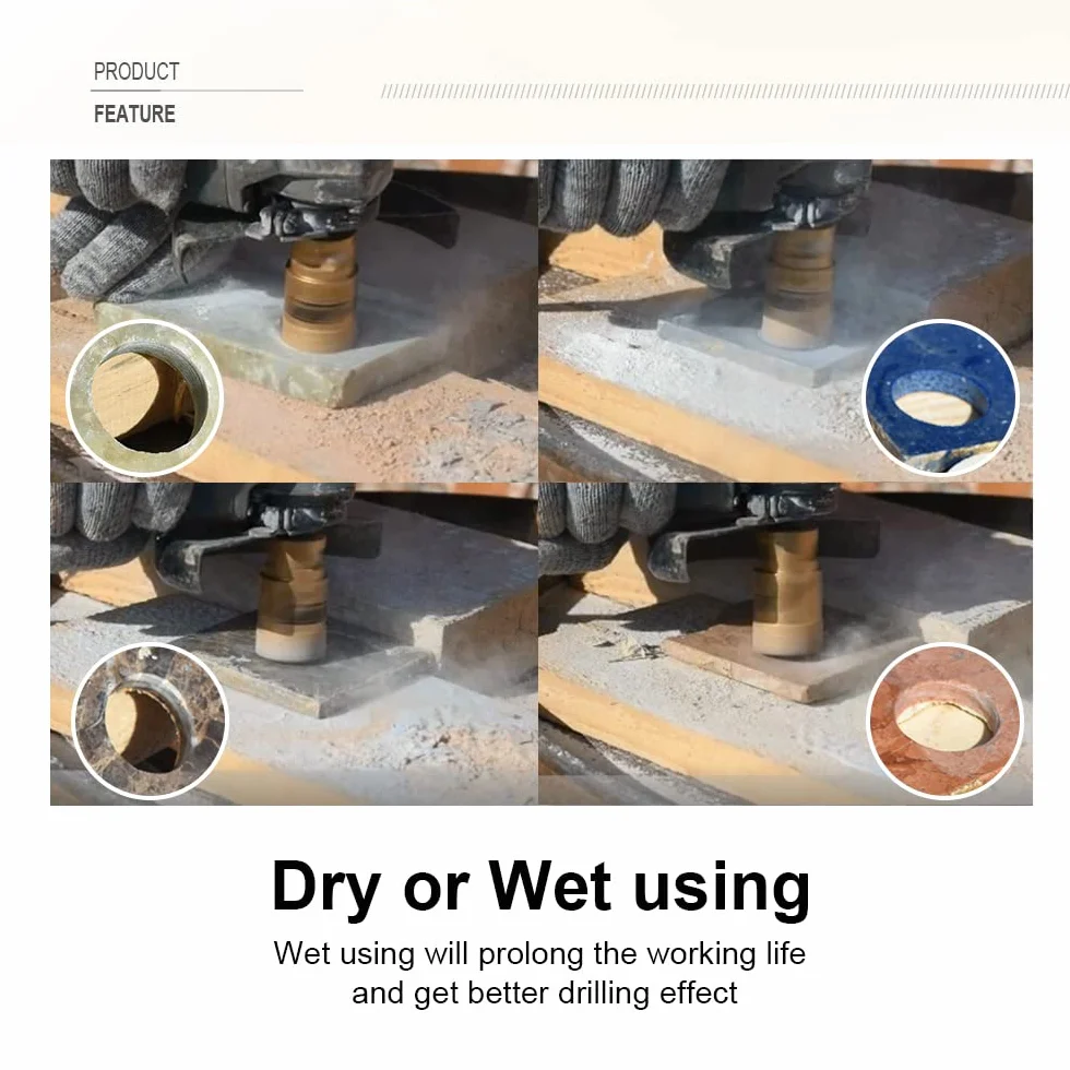 SHDIATOOL - 1 pezzo Golden Dry Diamond Drill Core Bit Vacuum Brazed Drilling Porcelain Tile Granite Marble