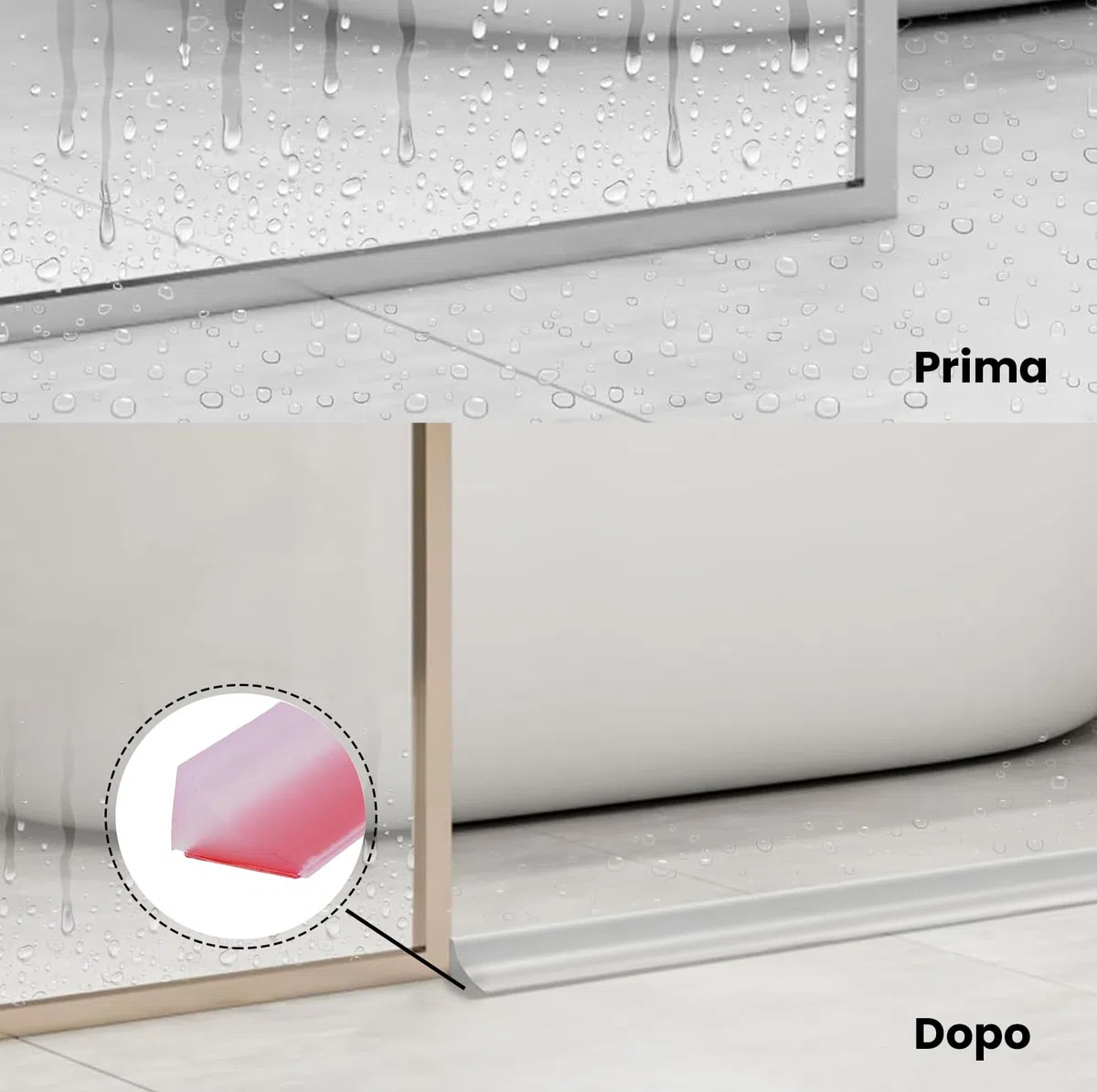 Barriera Doccia Ferma Acqua, Self-Adhesive Decorative Strip Trasparente Decor Tape, per decorare la camera da letto, bagno, la cucina 1.5M Trasparente